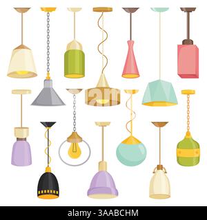 Lamps sign set for interior on white background. Interior light design vector illustration Stock Vector