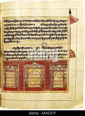 Sikh Script A folio from the Guru Granth Sahib manuscript, handwritten by an ...