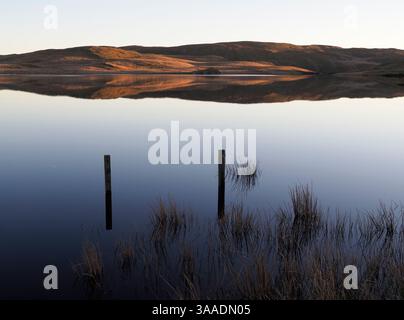 Evening light on Llyn Egnant, Wales Stock Photo