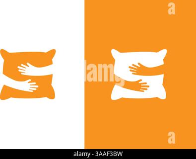 Pillow and hands logo combination. Orthopedic pillow logotype design. Stock Vector