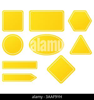 Yellow shape set. Vibrant geometric forms. Smooth color outline. Vector blank collection. Stock Vector