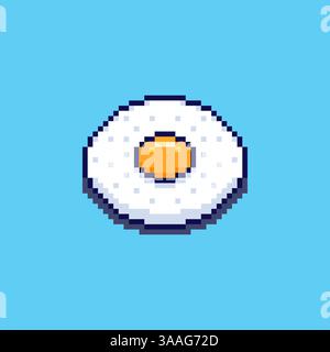 Pixel art Fried Egg game asset design Stock Vector