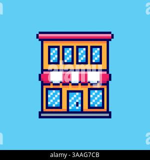 Pixel art store building game asset design Stock Vector
