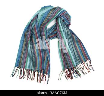 Blue striped scarf. Isolate on white Stock Photo