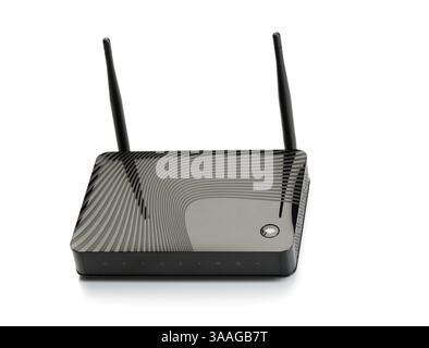 Wireless router for internet connections. Isolate on white Stock Photo