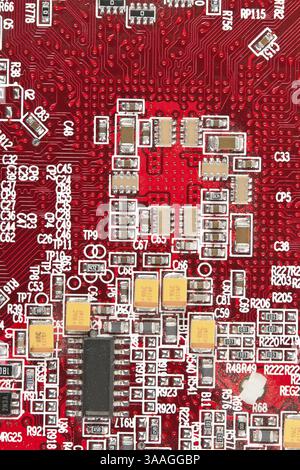 The computer electronic card with chips, microprocessors, transistors ...