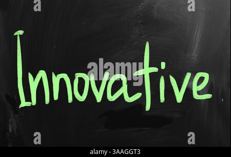 Innovative handwritten with white chalk on a blackboard Stock Photo