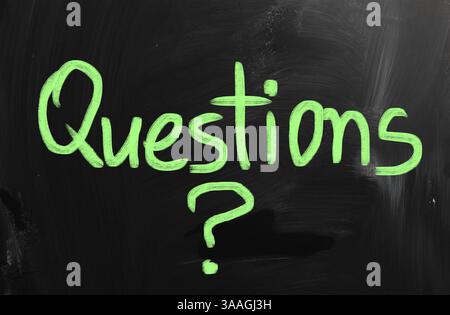 Question written on chalkboard Stock Photo