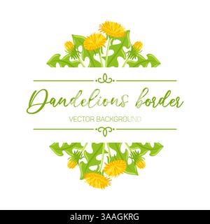 A decorative frame of stylized green leaves and dandelion buds, this frame provides an elegant frame for any content. Ideal for use as a versatile bac Stock Vector
