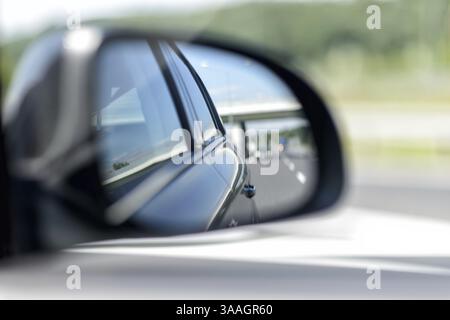 Interior view of a car on the motorway Stock Photo
