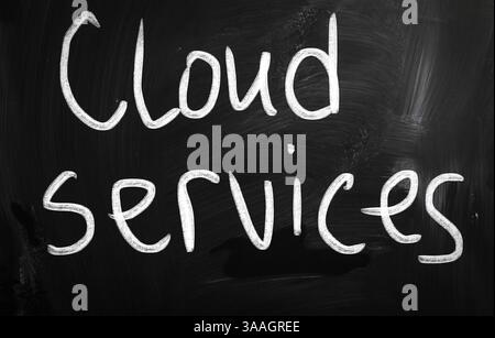 Cloud services handwritten with white chalk on a blackboard Stock Photo