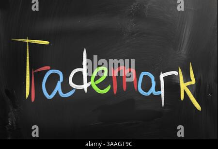Trademark handwritten with chalk on a blackboard Stock Photo