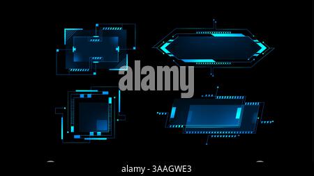 Black HUD frames user interface vector elements design on white ...