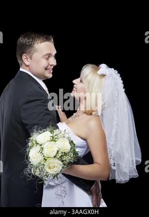 Studio shot of beautiful wedding couple, studio shot Stock Photo