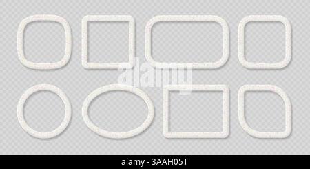 A collection of light 3D frames of different shapes including oval, circle, square and rectangle with a subtle decorative pattern, perfect for digital Stock Vector