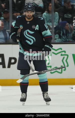 Seattle Kraken center Matty Beniers in action against the Detroit Red ...