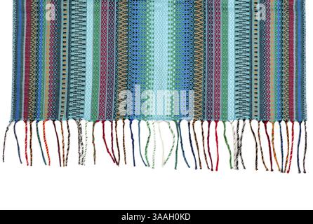 Trendy blue striped scarf closeup. Isolate on white Stock Photo