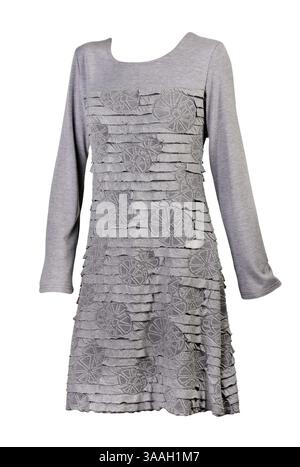 Gray female dress isolated on a white background Stock Photo