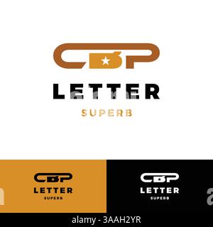 initial letter cbp star icon logo design template Stock Vector