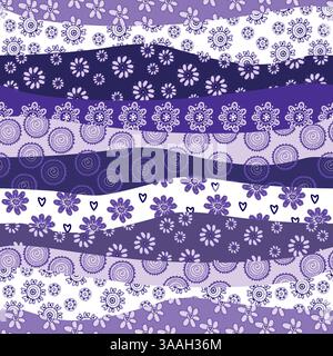Seamless wavy floral background in purple tones Stock Vector