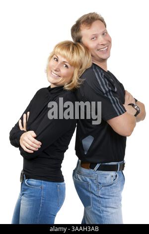 Beautiful couple in love, isolate on white Stock Photo