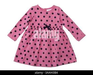 Baby red polka-dot dress. Isolate on white Stock Photo