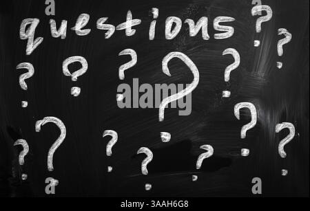 Question written on chalkboard Stock Photo