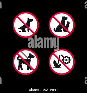 Prohibited signs, forbidden round stickers set Stock Vector
