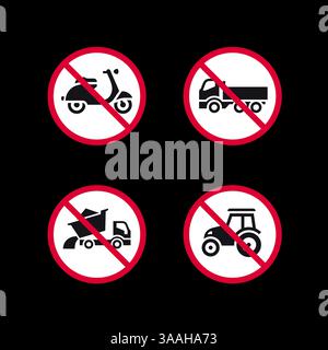 Prohibited signs, forbidden round stickers set Stock Vector