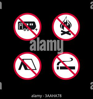Prohibited signs, forbidden round stickers set Stock Vector
