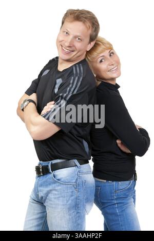 Beautiful couple in love, isolate on white Stock Photo