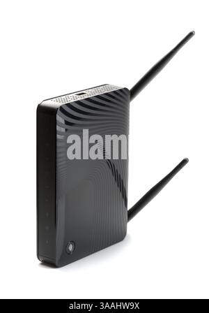 Wireless router for internet connections. Isolate on white Stock Photo