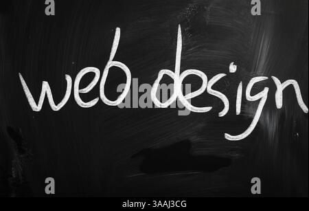 Web design handwritten with white chalk on a blackboard Stock Photo