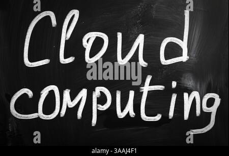 Cloud computing handwritten with white chalk on a blackboard Stock Photo