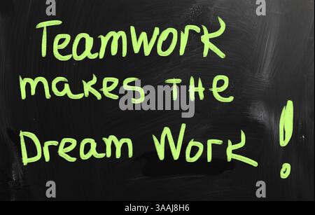 Teamwork handwritten with white chalk on a blackboard Stock Photo