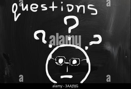 Question handwritten with white chalk on a blackboard Stock Photo
