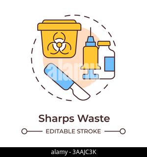 Sharps waste multi color concept icon Stock Vector