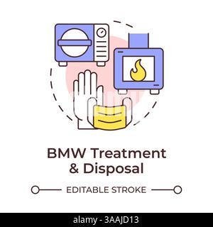 Biomedical waste treatment and disposal multi color concept icon Stock Vector