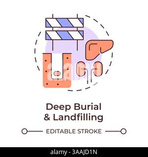Deep burial and landfilling multi color concept icon Stock Vector