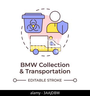 Biomedical waste collection and transportation multi color concept icon Stock Vector