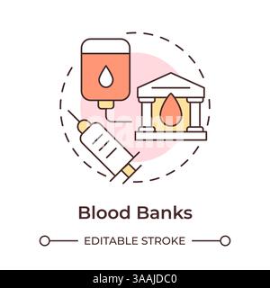Blood banks multi color concept icon Stock Vector