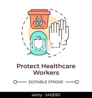Protect healthcare workers multi color concept icon Stock Vector