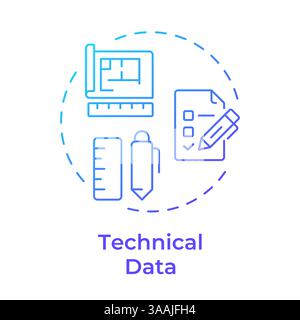 Technical data blue gradient concept icon Stock Vector