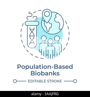 Population based biobanks soft blue concept icon Stock Vector