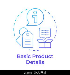 Basic product details blue gradient concept icon Stock Vector