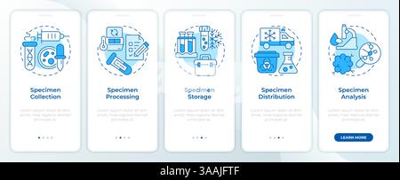 Specimen lifecycle blue onboarding mobile app screen Stock Vector