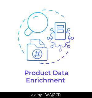 Product data enrichment blue gradient concept icon Stock Vector
