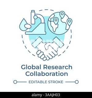 Global research collaboration soft blue concept icon Stock Vector