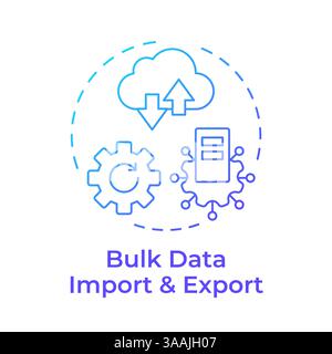 Bulk data import and export blue gradient concept icon Stock Vector