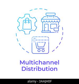 Multichannel distribution blue gradient concept icon Stock Vector